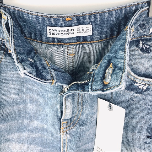 ZARA Embroidered Denim Shorts - Picture 4 of 8